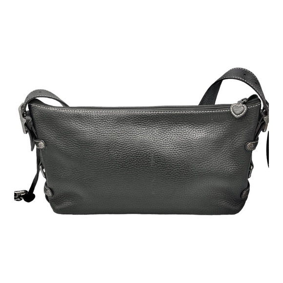 Brighton Bag Black Pebble Grain Leather Zip top Style D 238024 Baguette y2k - Picture 1 of 10